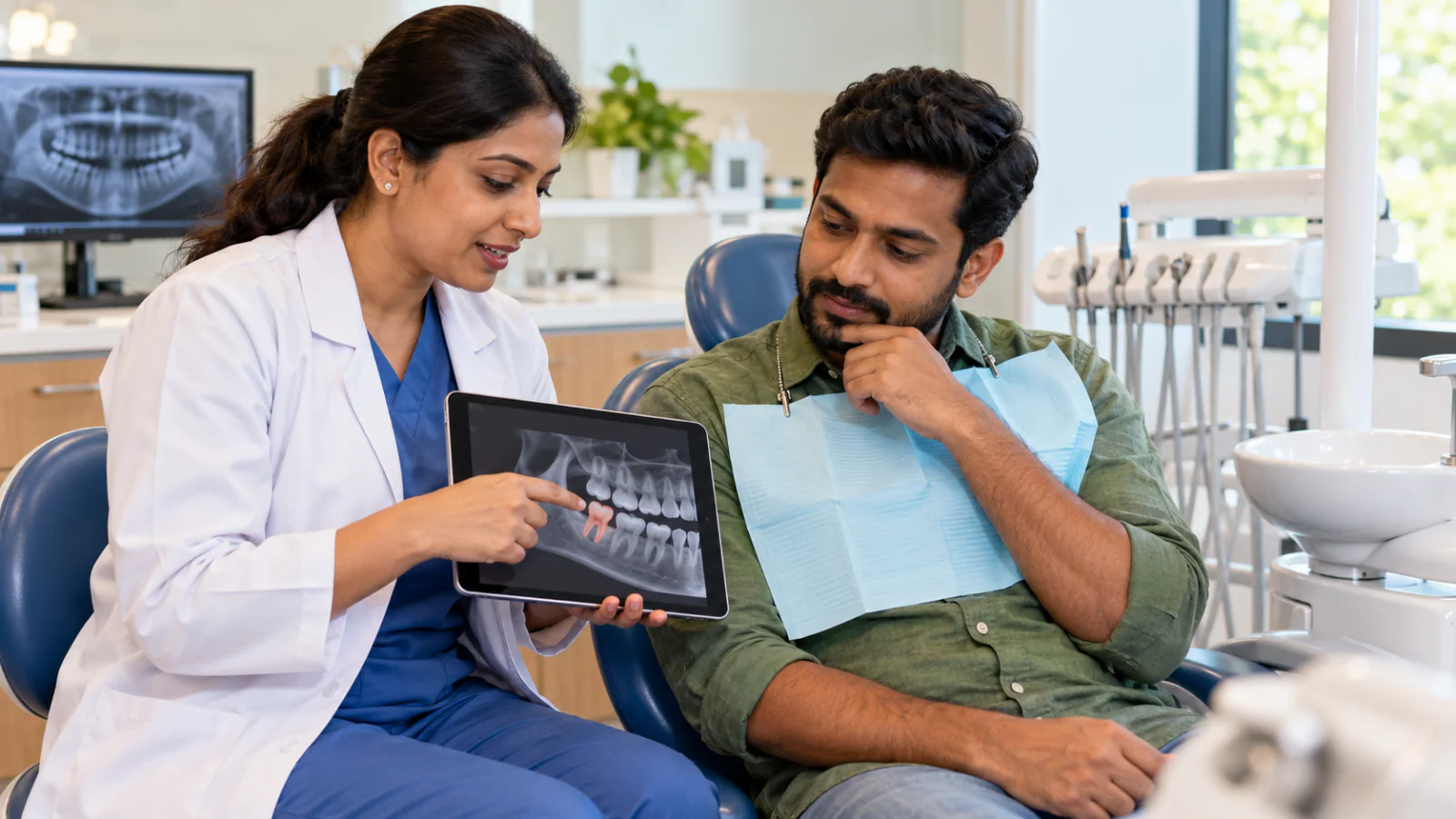 Dental examination for wisdom tooth pain