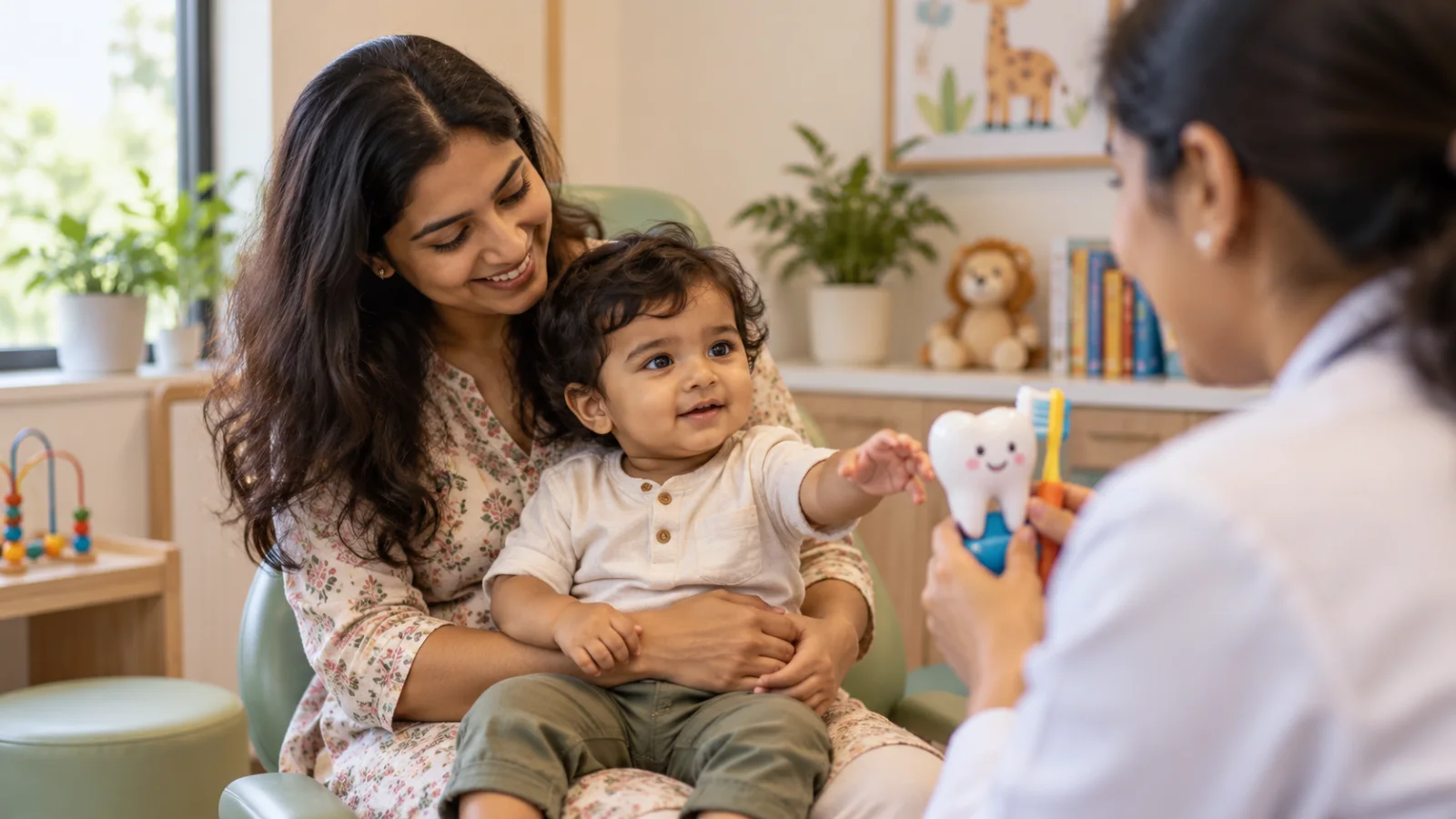 Child's first dental visit at a paediatric clinic